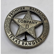 Texas Rangers Co. D Peso Back Badge.